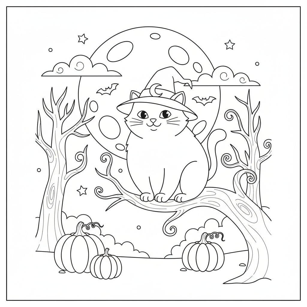 Coloriage coloriage chat halloween 3