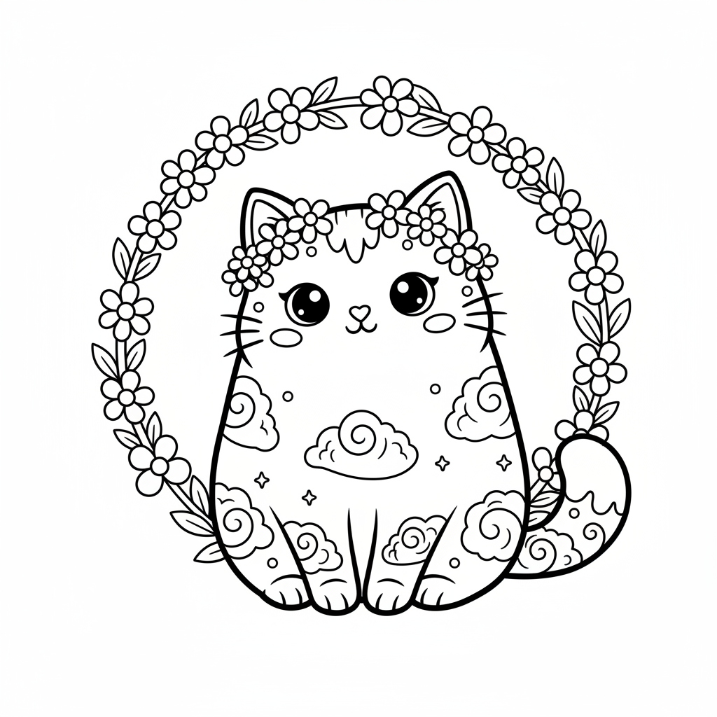 Coloriage coloriage chat kawaii 2