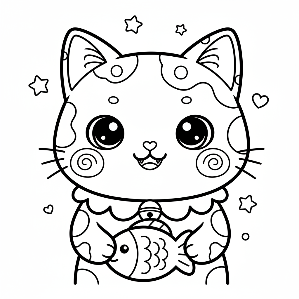 Coloriage coloriage chat kawaii 4