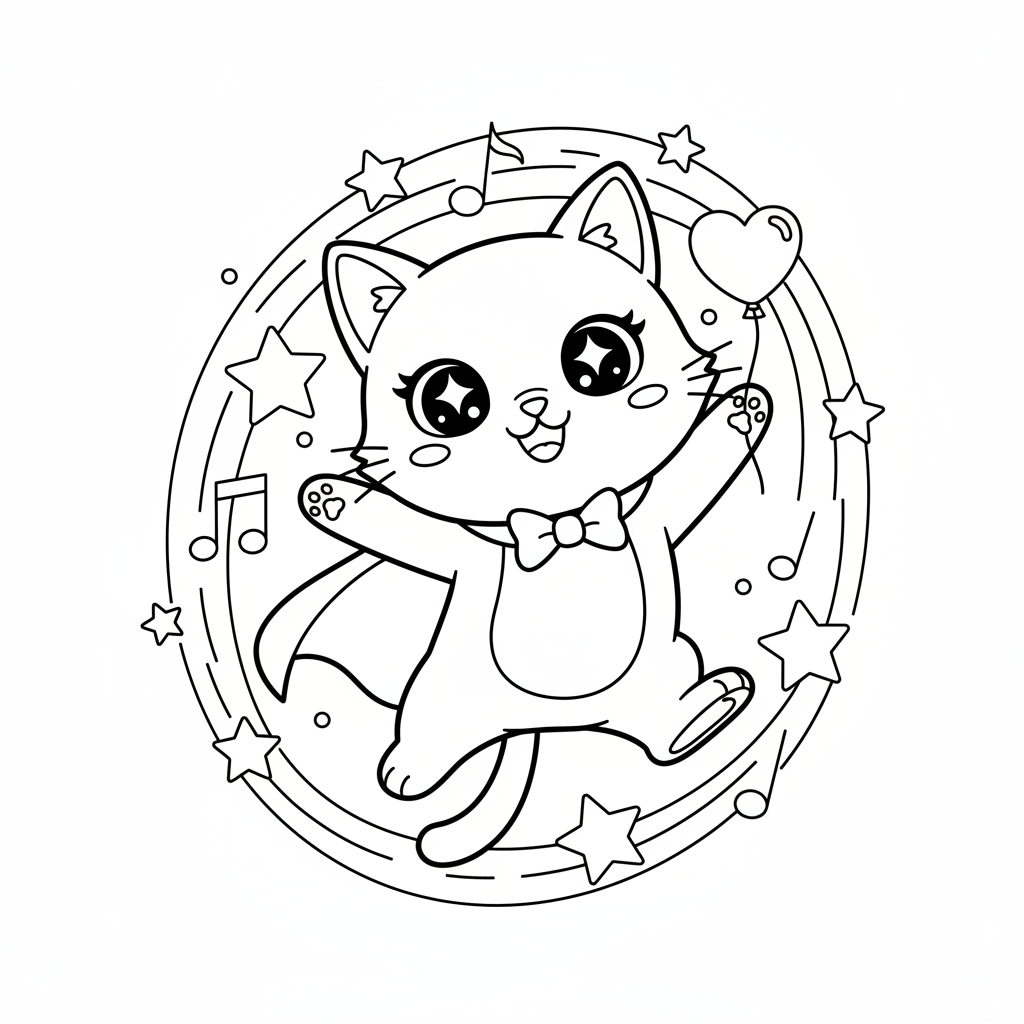 Coloriage coloriage chat kawaii 5