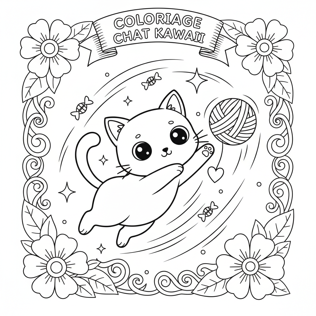 Coloriage coloriage chat kawaii à imprimer 5