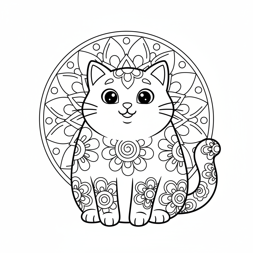 Coloriage Chat Mandala Gratuit à Imprimer