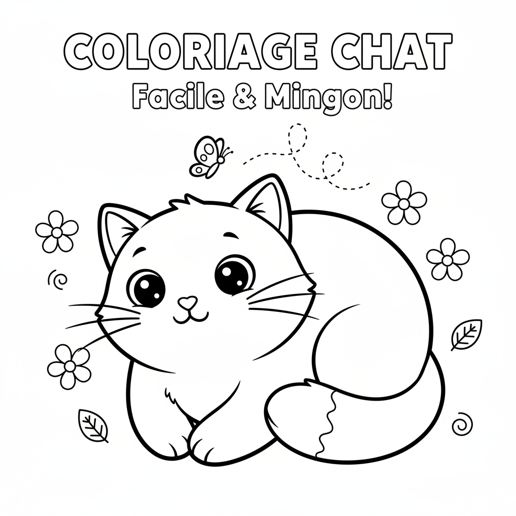 Coloriage Chat Mignon Facile Gratuit à Imprimer