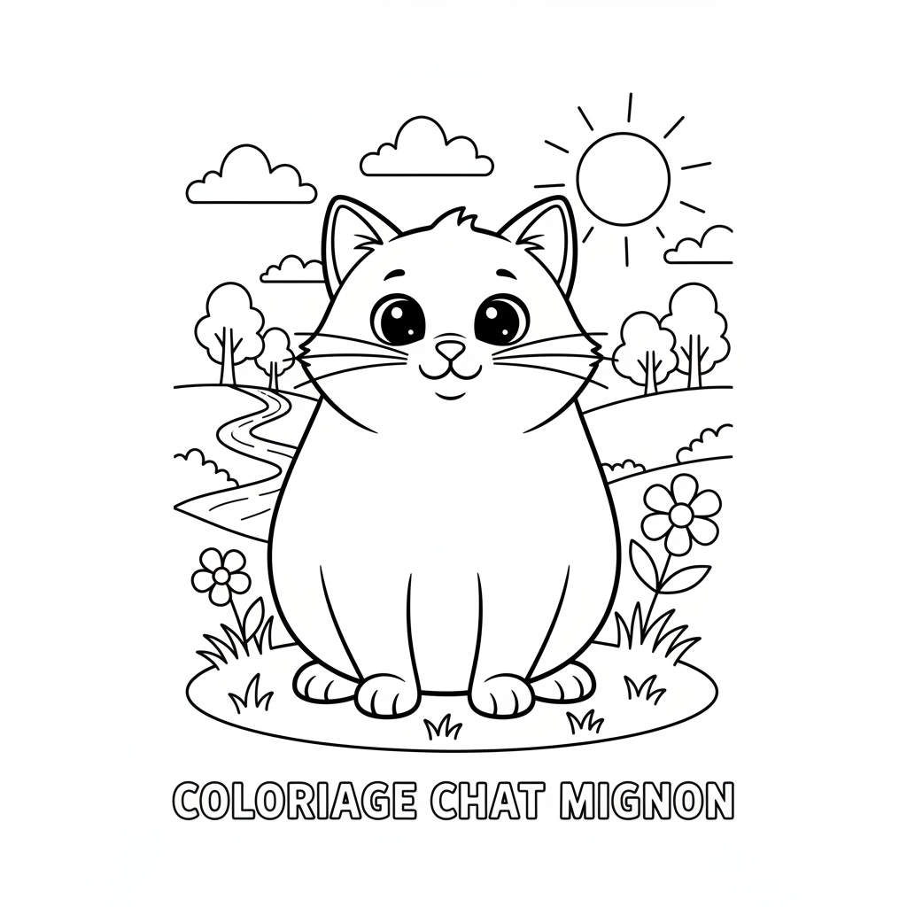 Coloriage coloriage chat mignon facile 3