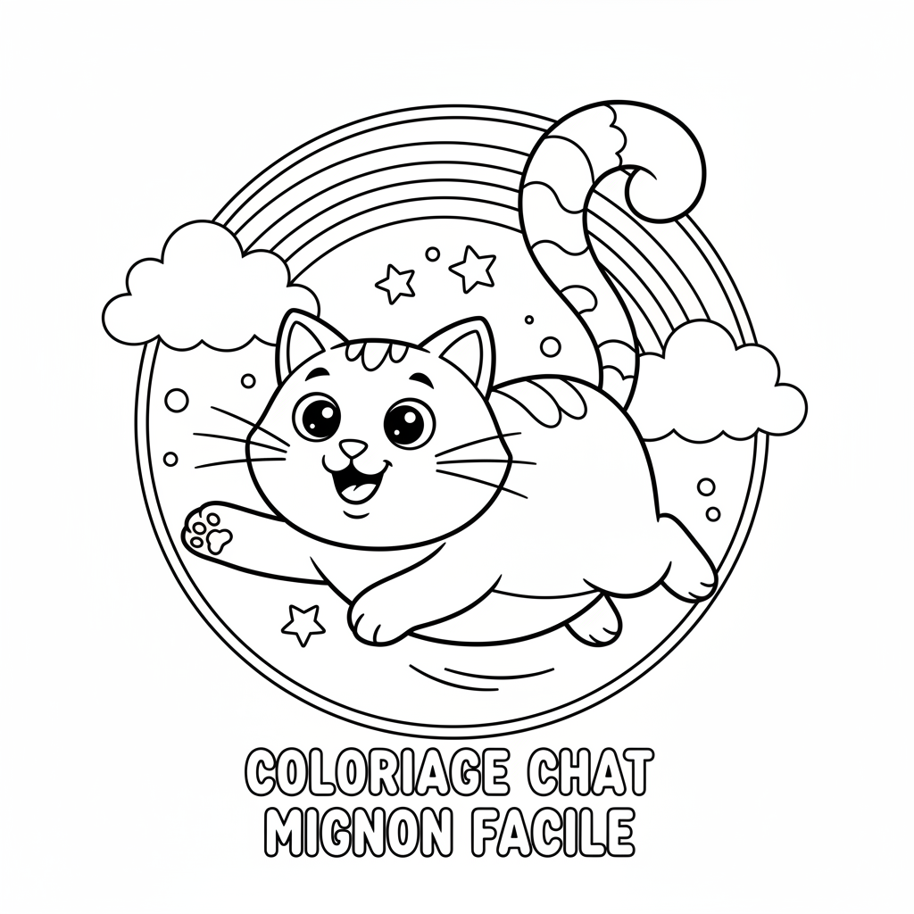 Coloriage coloriage chat mignon facile 5