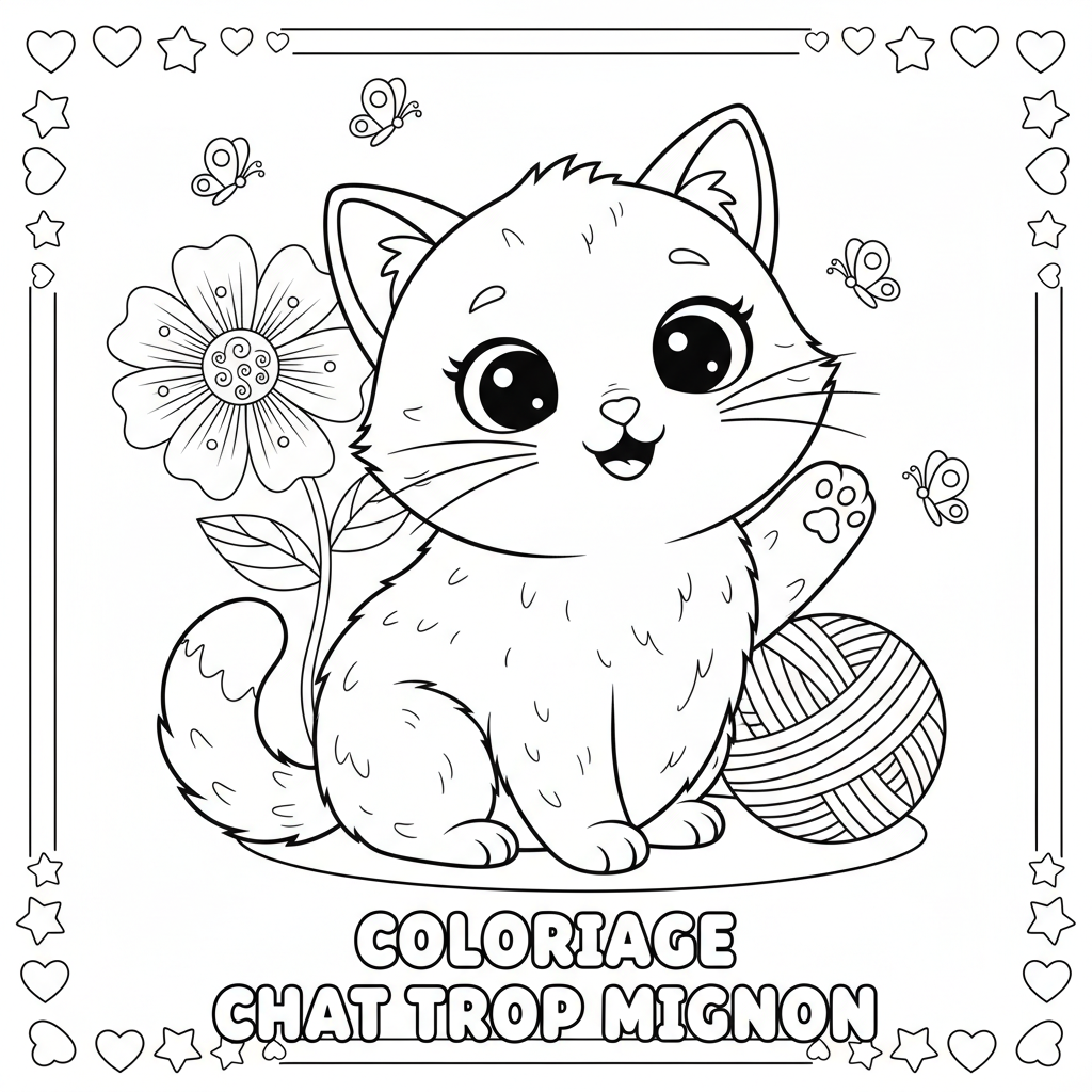 Coloriage coloriage chat trop mignon 2