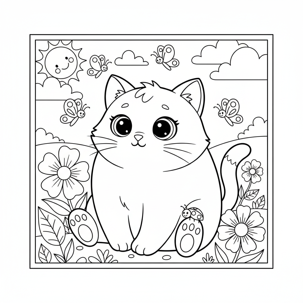 Coloriage coloriage chat trop mignon 3
