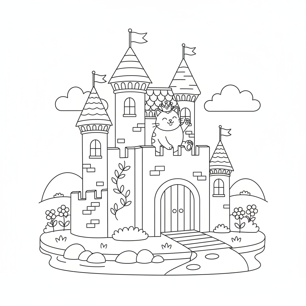 Coloriage Chateau À Imprimer Gratuit pour les Enfants