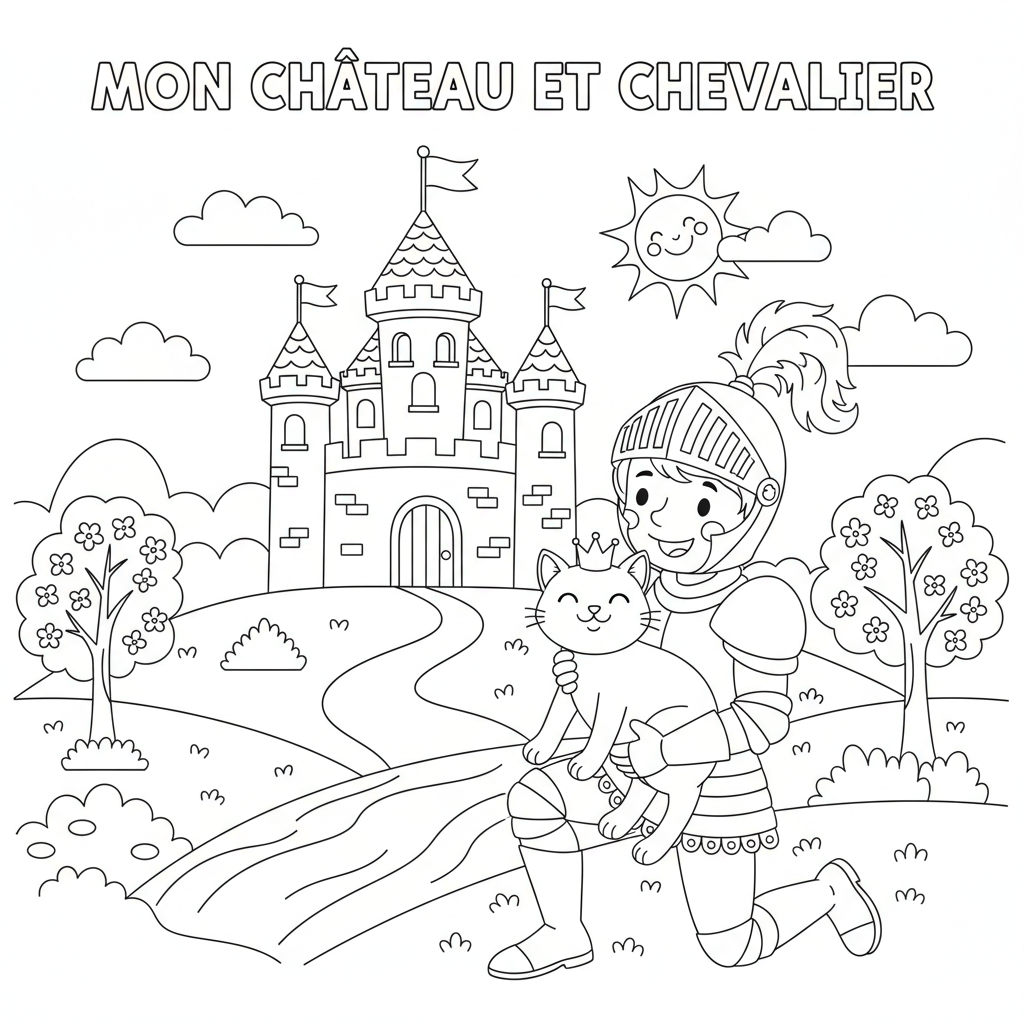 Coloriage coloriage chateau chevalier 3