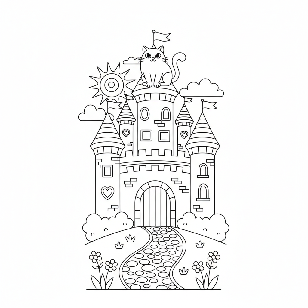 Coloriage coloriage chateau facile 2