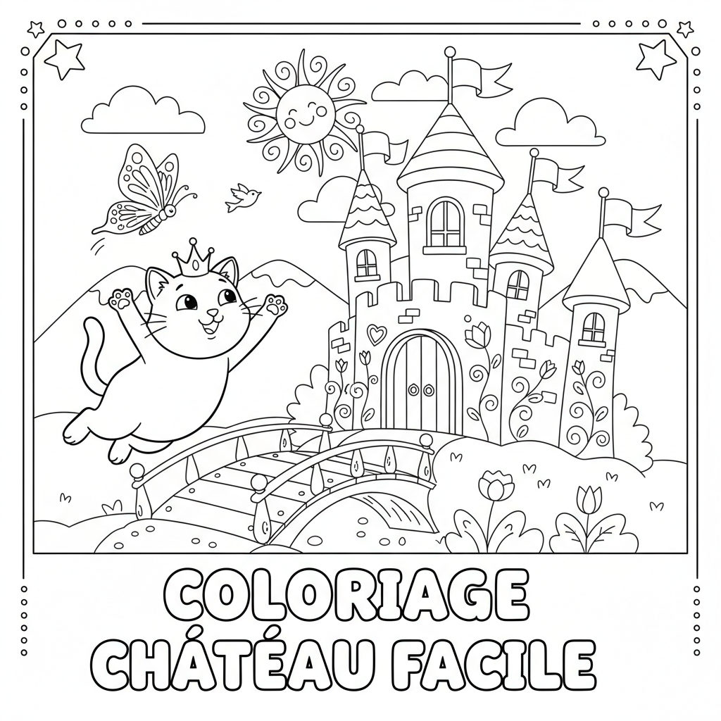 Coloriage coloriage chateau facile 5