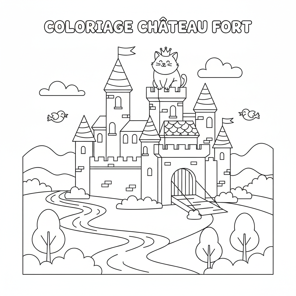 Coloriage coloriage chateau fort 3