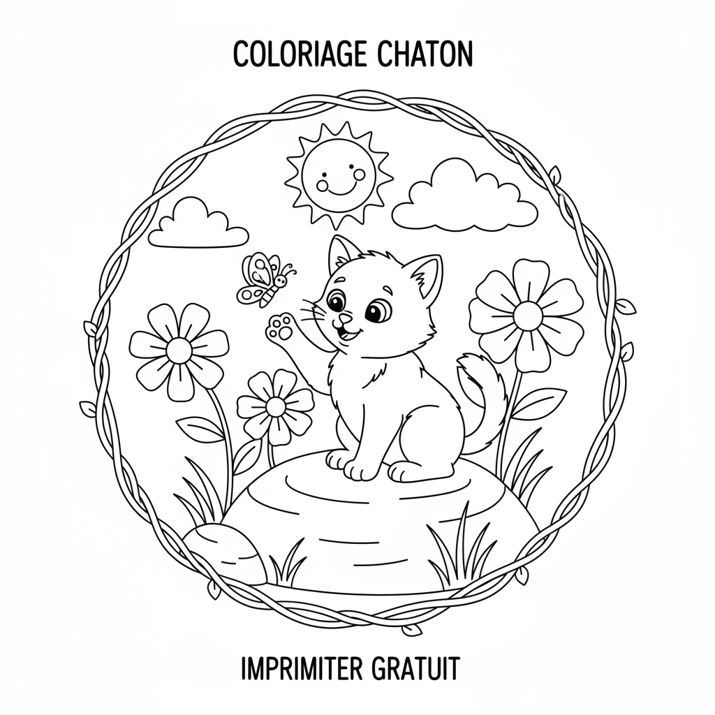 Coloriage coloriage chaton à imprimer gratuit 3