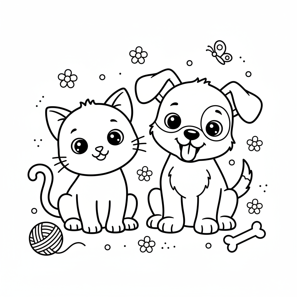 Coloriage coloriage chaton et chiot