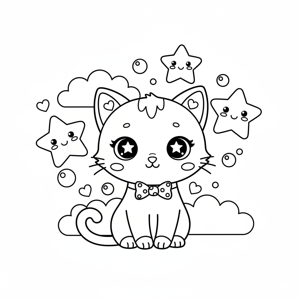 Coloriage coloriage chaton kawaii 2