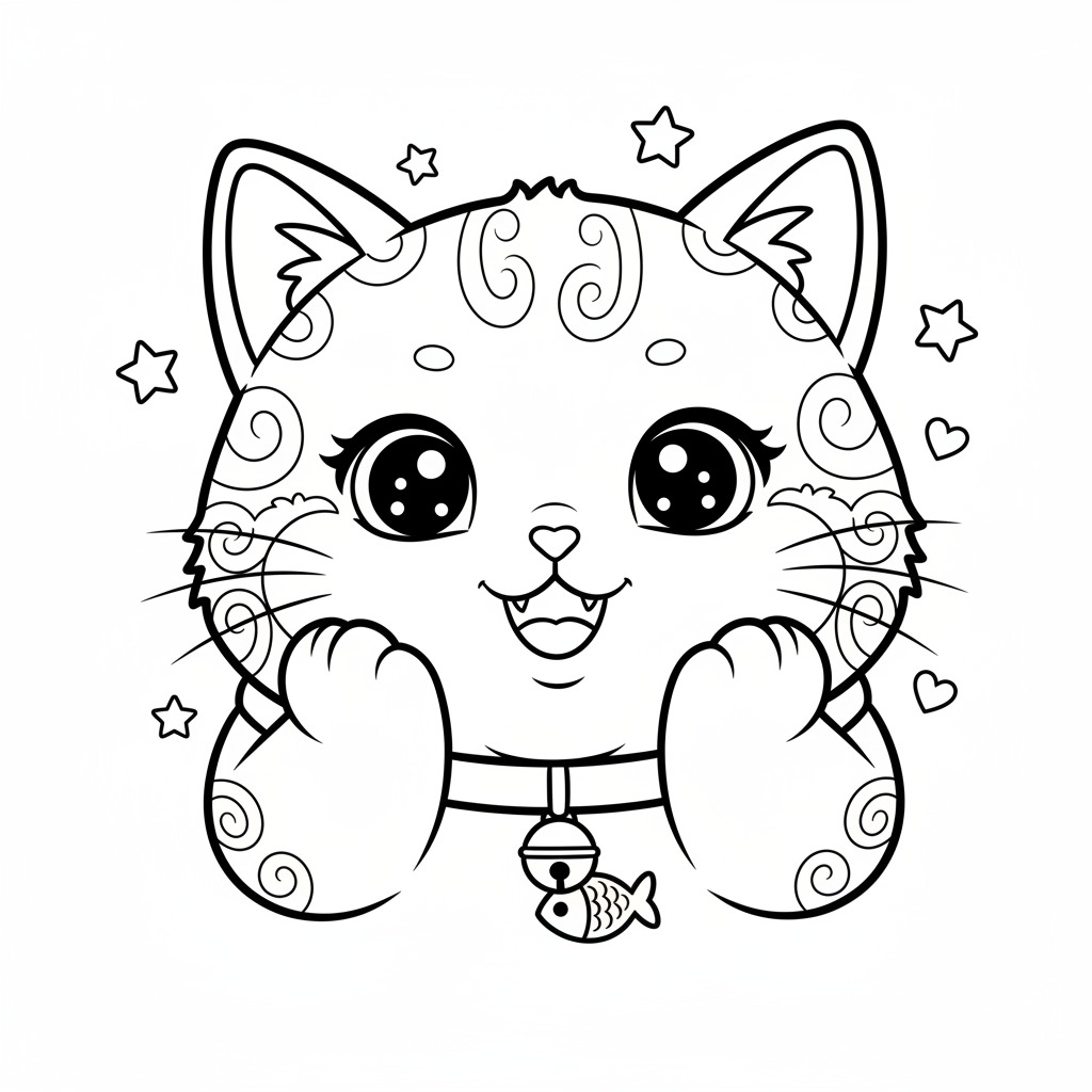 Coloriage coloriage chaton kawaii 4