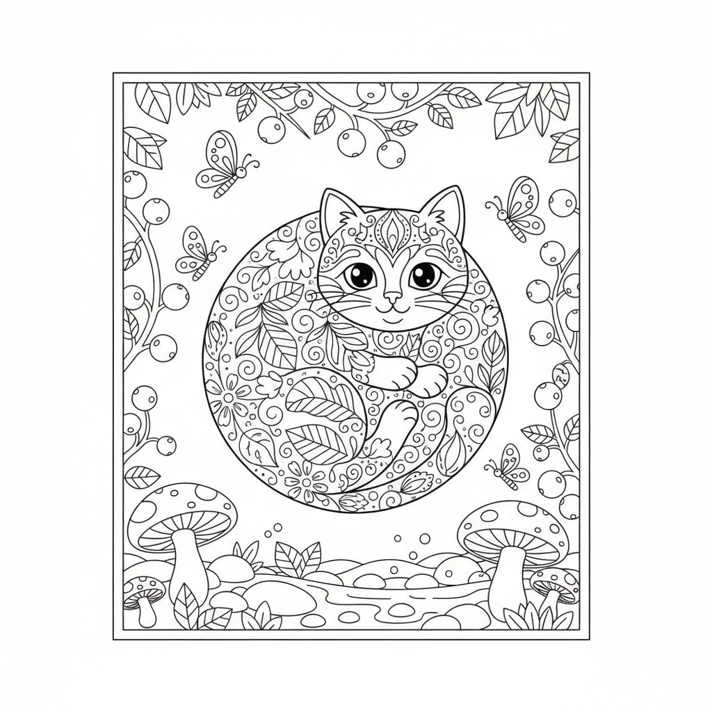 Coloriage coloriage chaton mandala 3