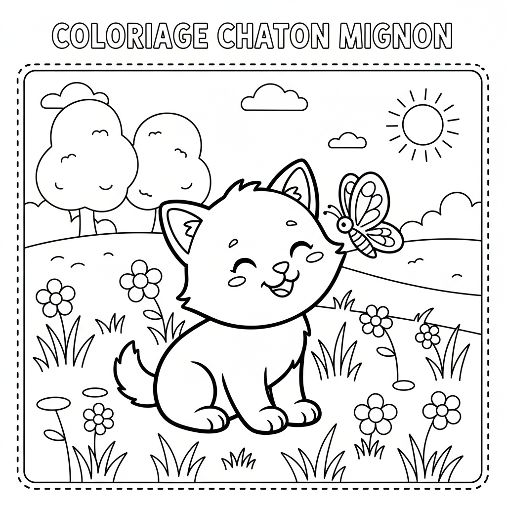 Coloriage coloriage chaton mignon 3