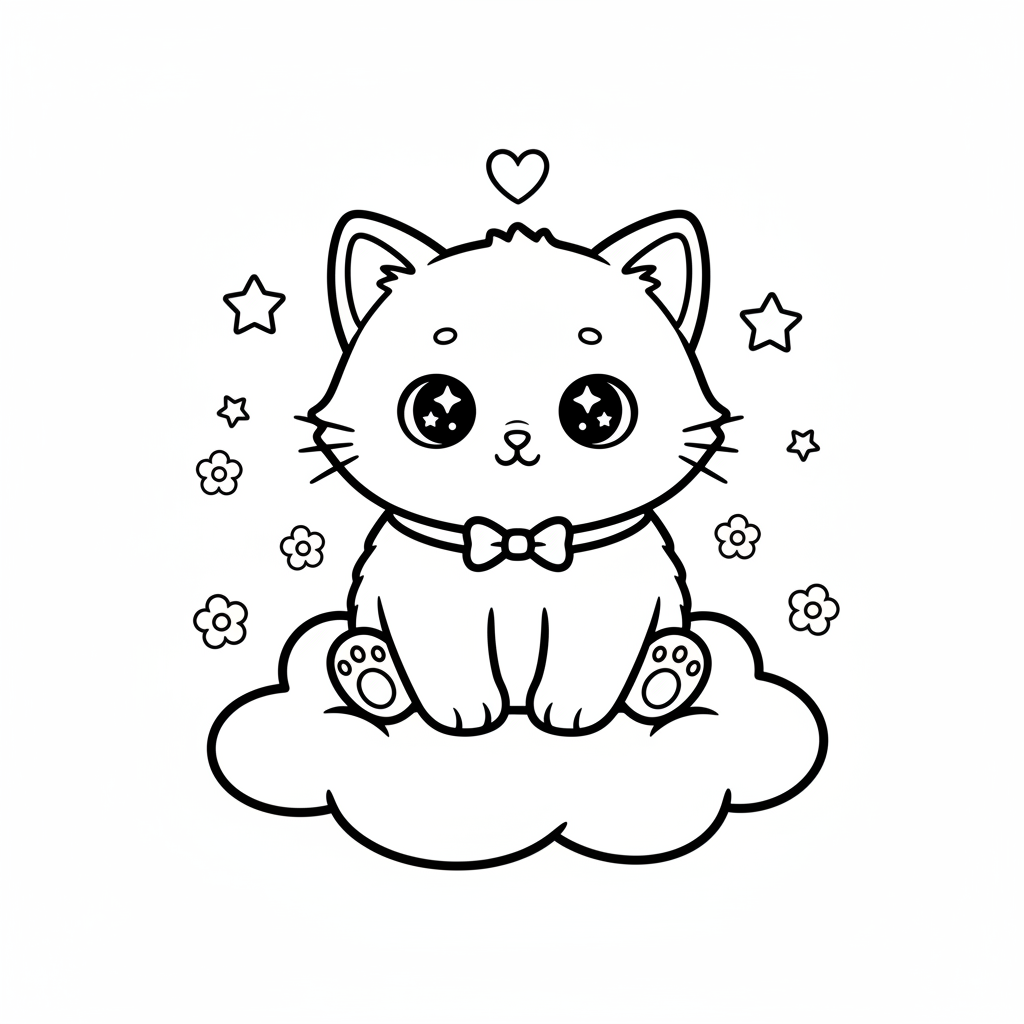 Coloriage coloriage chaton mignon kawaii