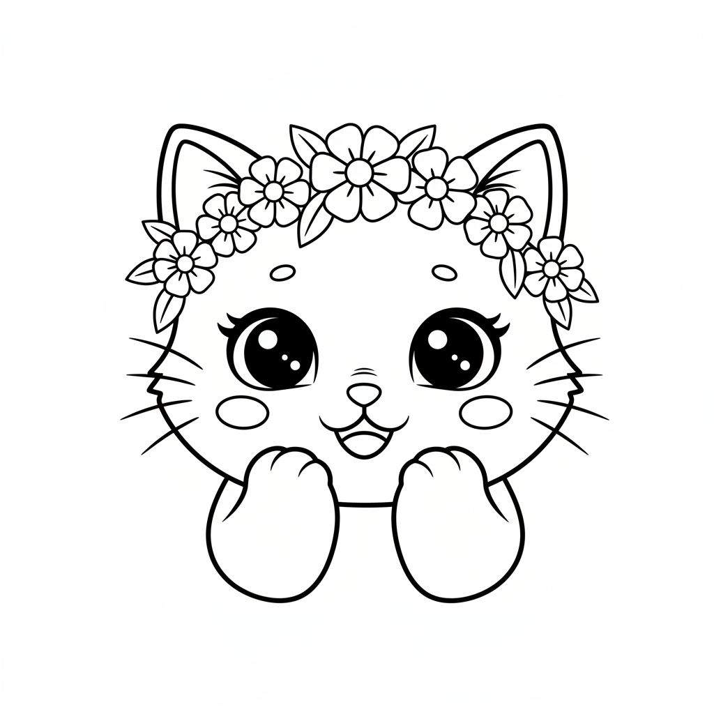 Coloriage coloriage chaton mignon kawaii 4