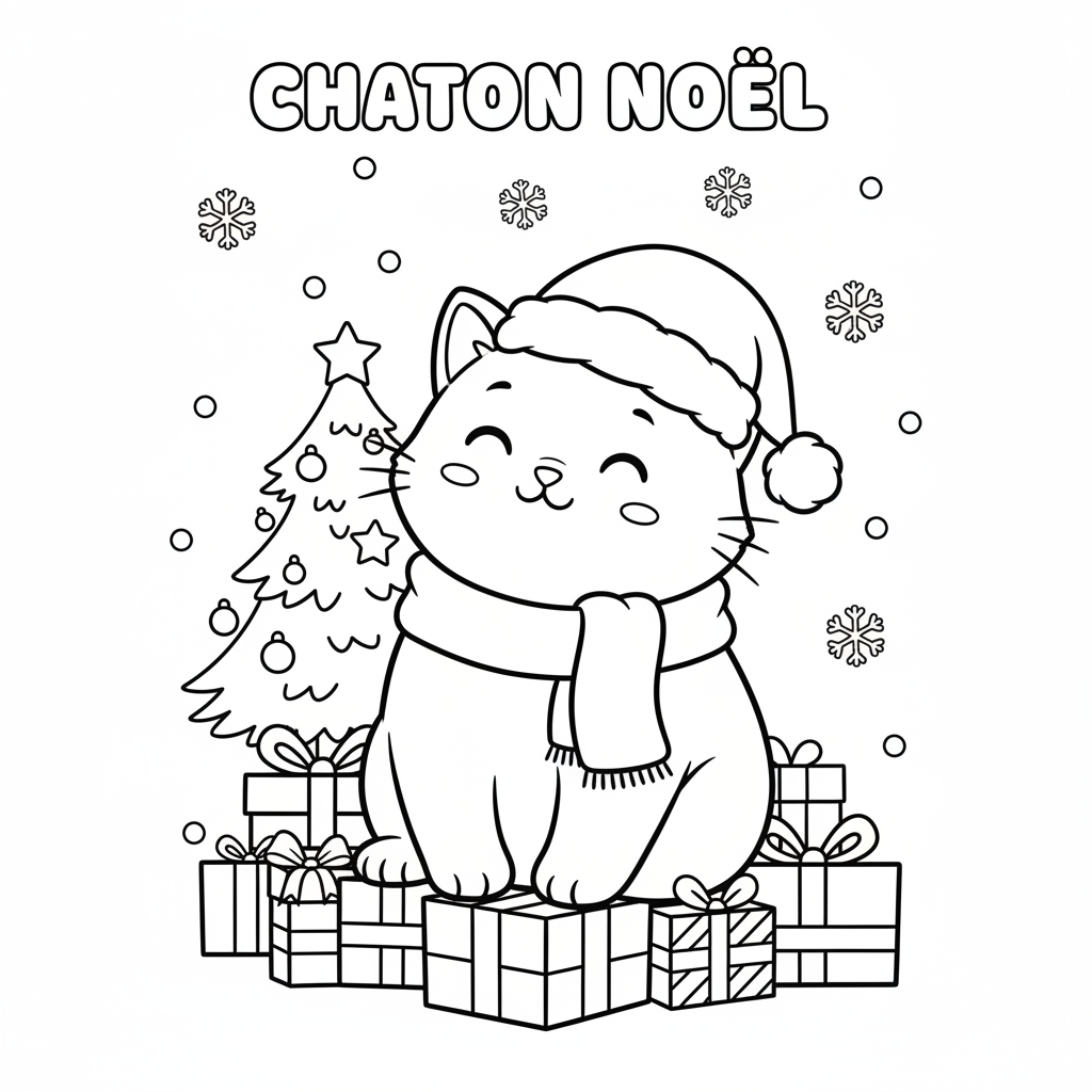 Coloriage coloriage chaton noel