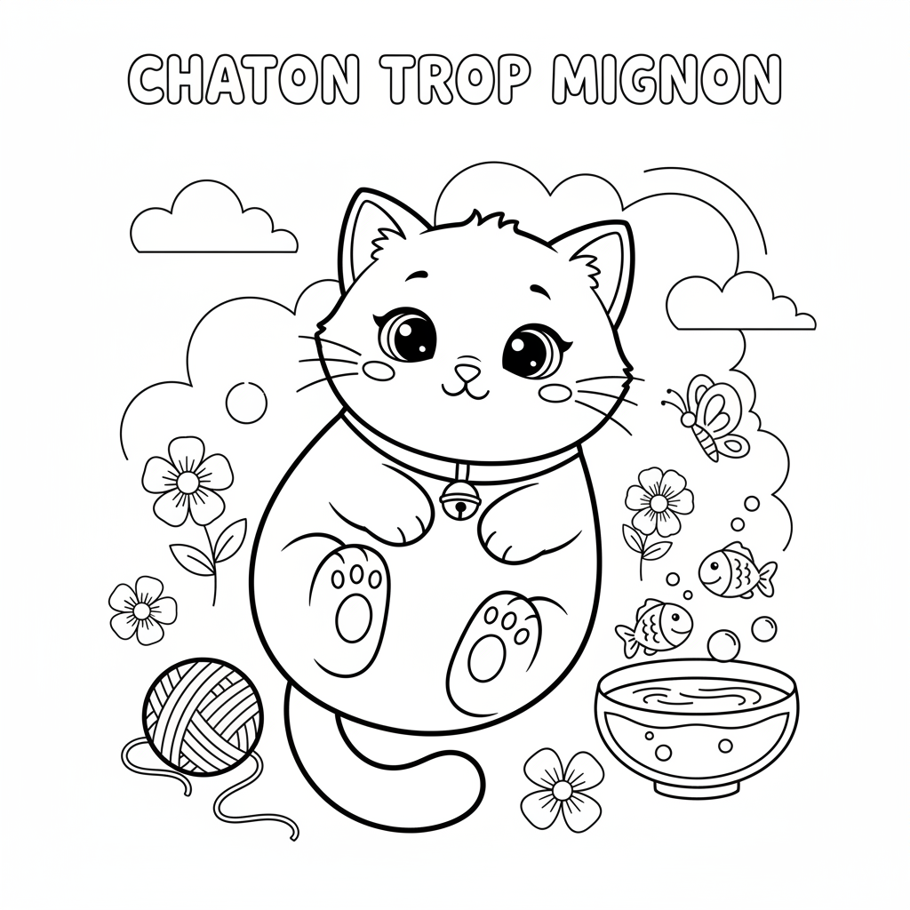 Coloriage coloriage chaton trop mignon 2