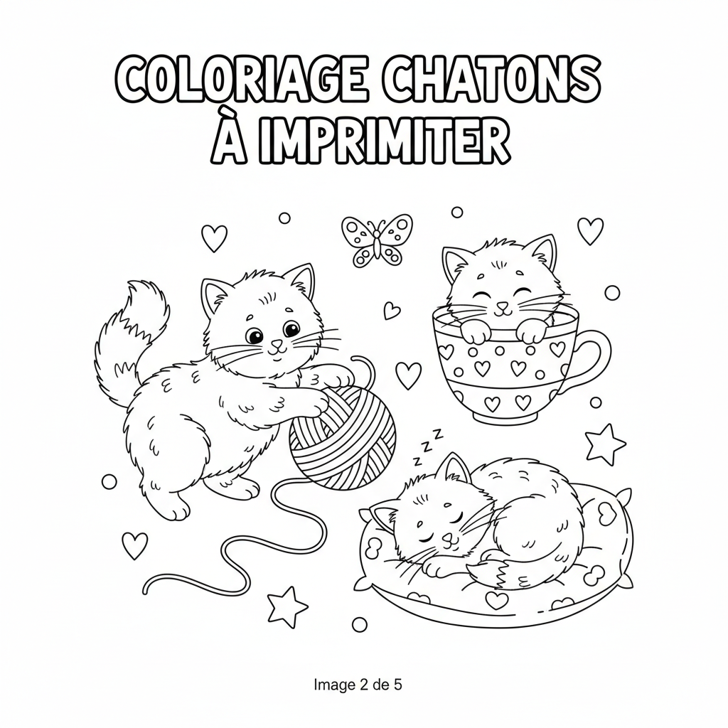 Coloriage coloriage chatons à imprimer 2