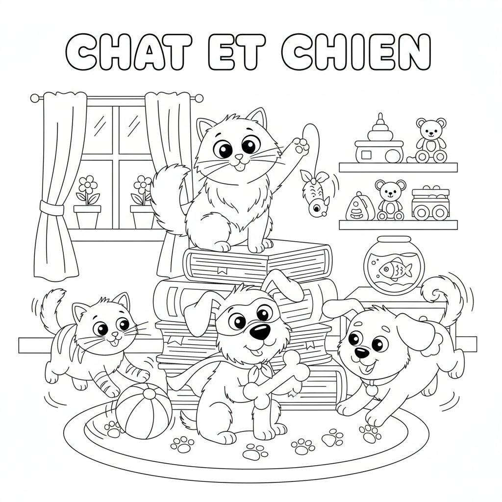 Coloriage coloriage chats et chiens 2