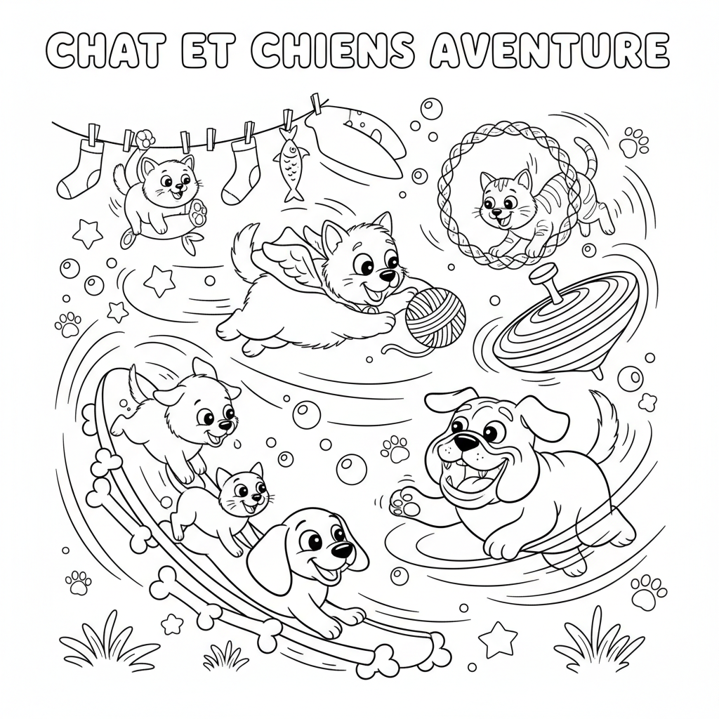 Coloriage coloriage chats et chiens 5
