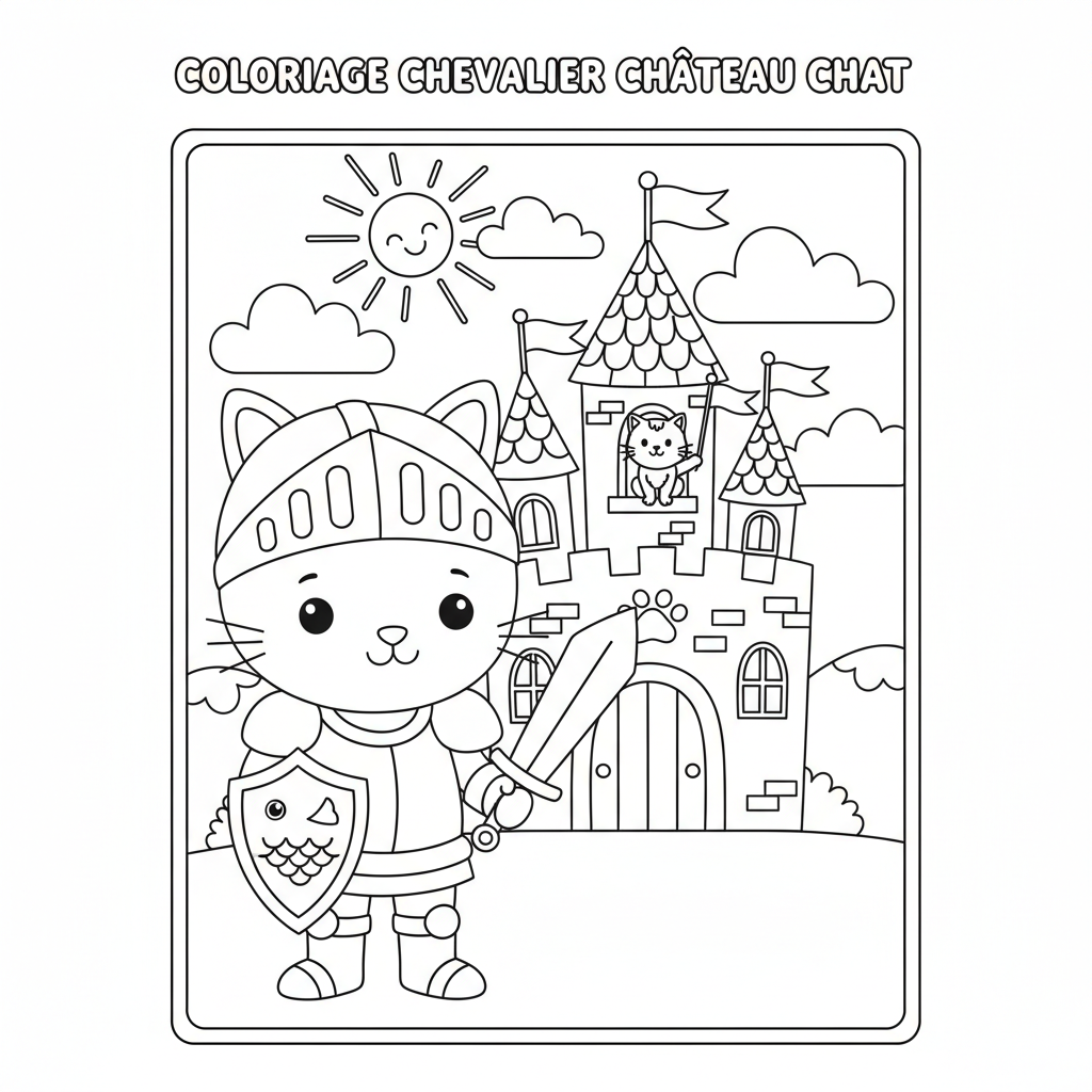Coloriage coloriage chevalier chateau