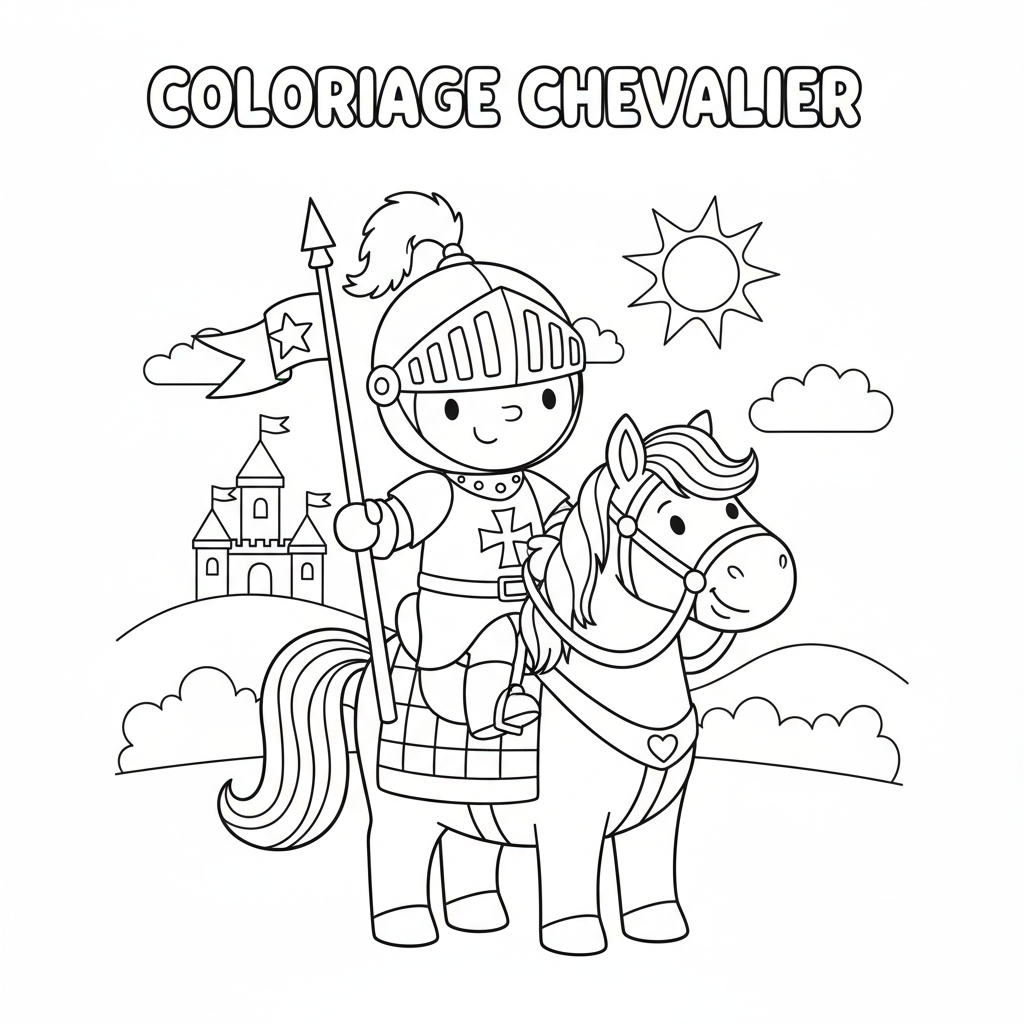 Coloriage coloriage chevalier facile 2