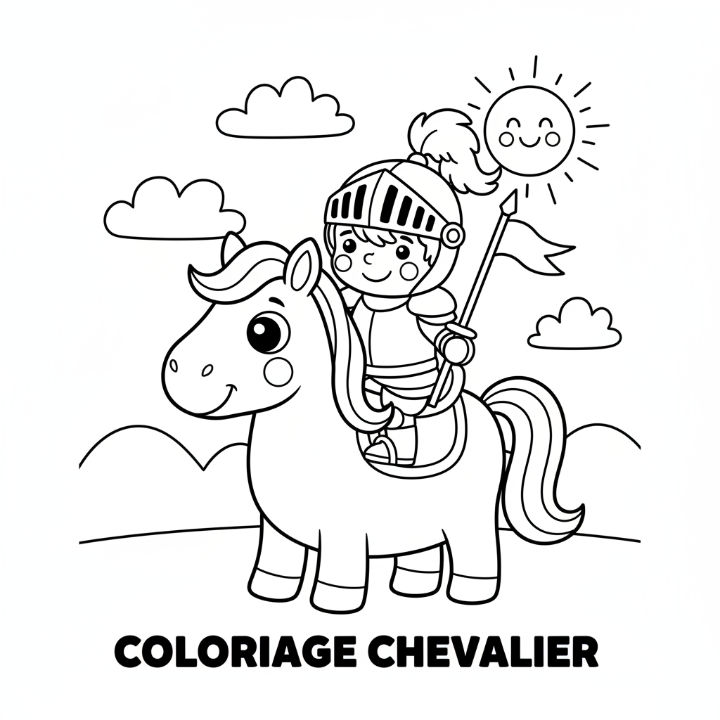 Coloriage Chevaliers Gratuit à Imprimer pour Enfants