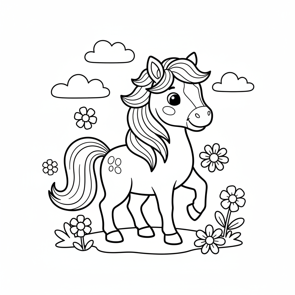 Coloriage Chevaux à Imprimer Gratuit pour les Enfants