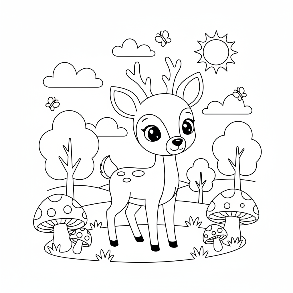 Coloriage Chevreuil Gratuit à Imprimer pour Enfants