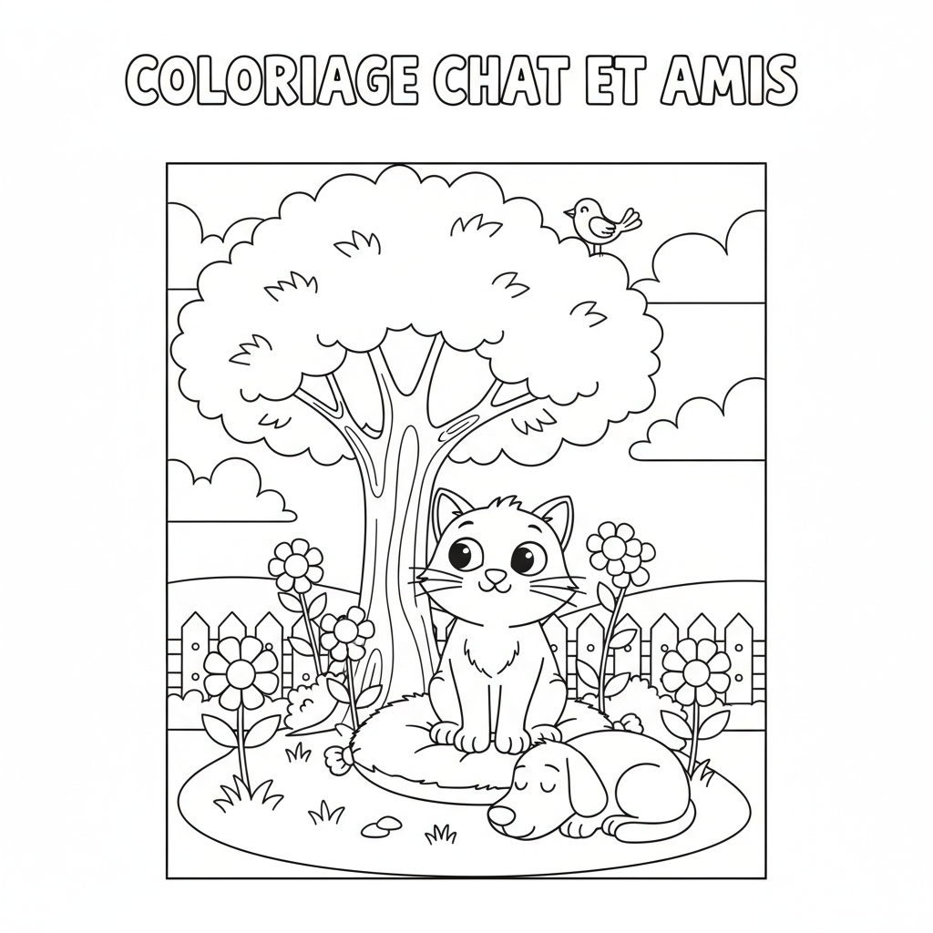 Coloriage coloriage chien chat 3