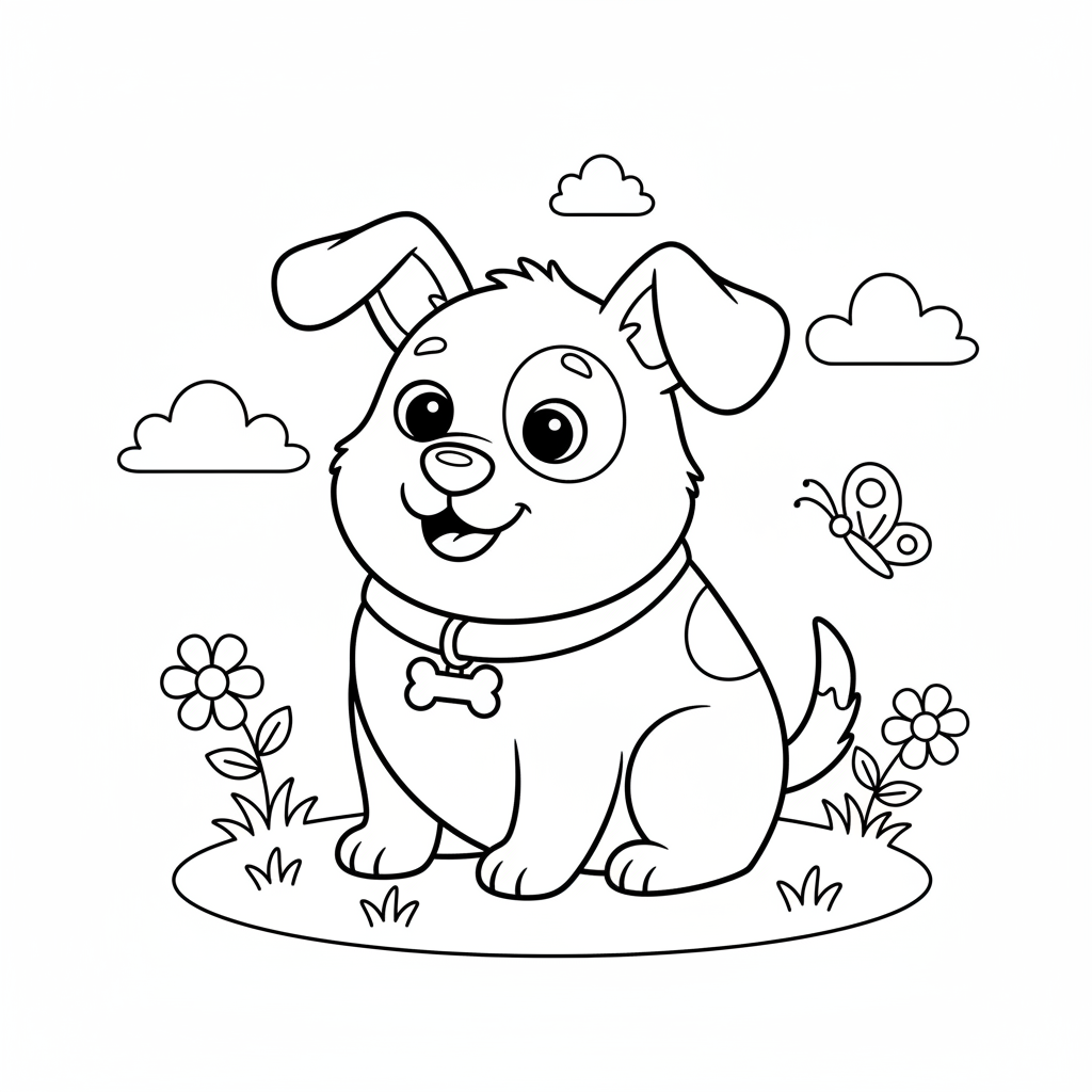 Coloriage coloriage chien facile 2