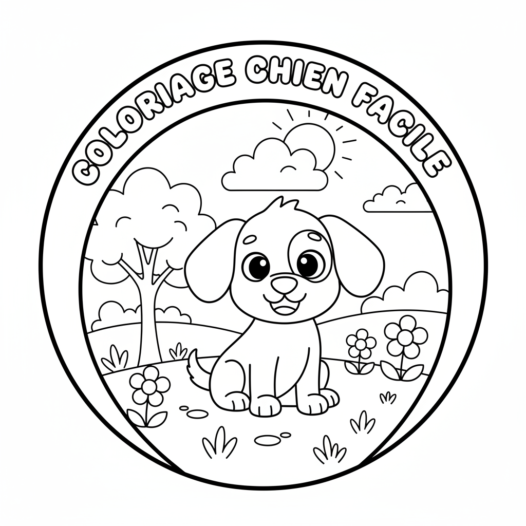 Coloriage coloriage chien facile 3