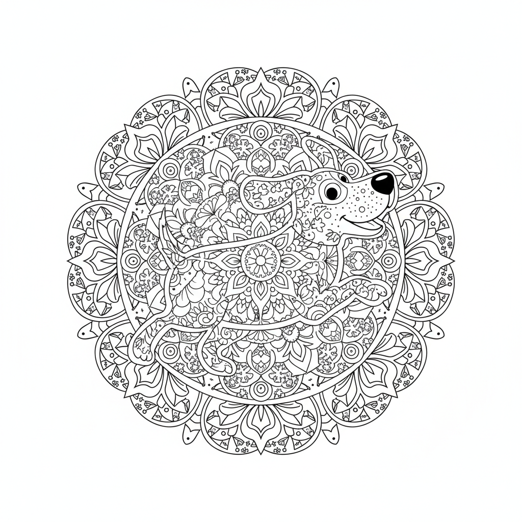 Coloriage coloriage chien mandala 5
