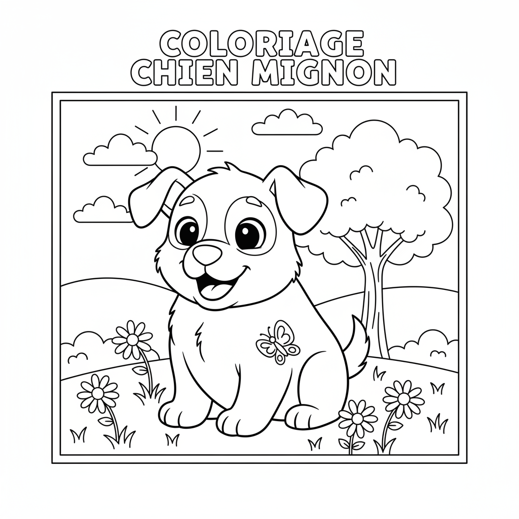 Coloriage coloriage chien mignon 3