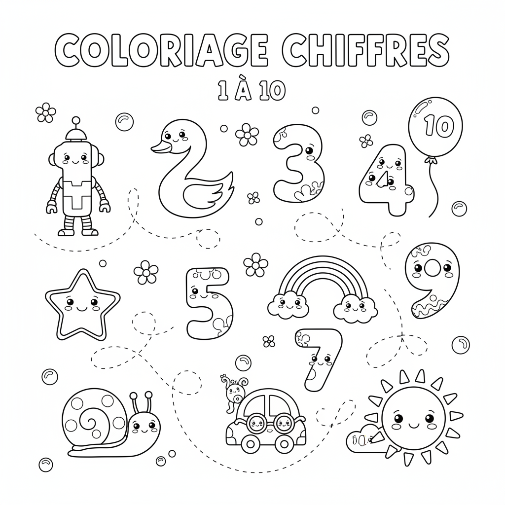 Coloriage coloriage chiffres 1 à 10 2