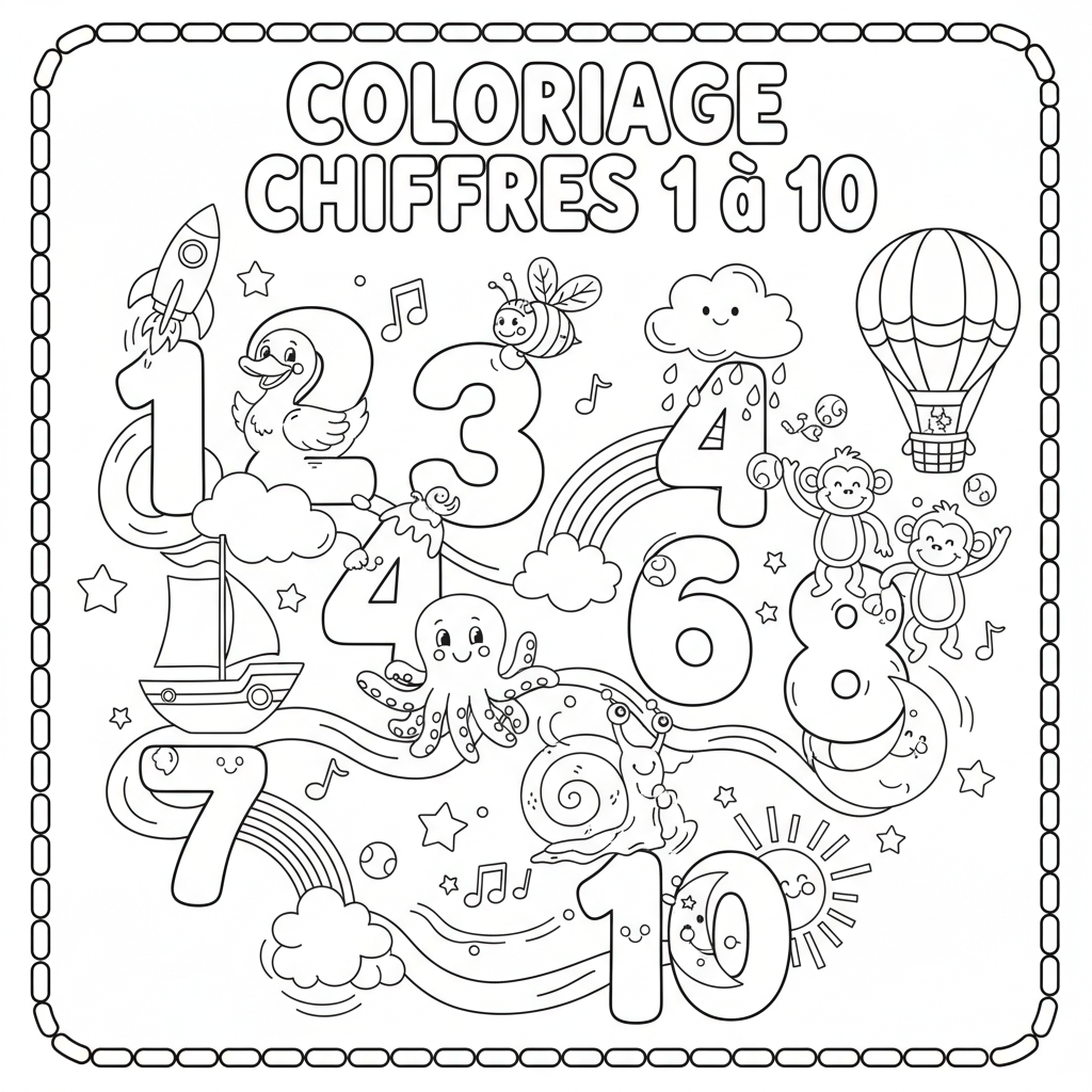 Coloriage coloriage chiffres 1 à 10 5