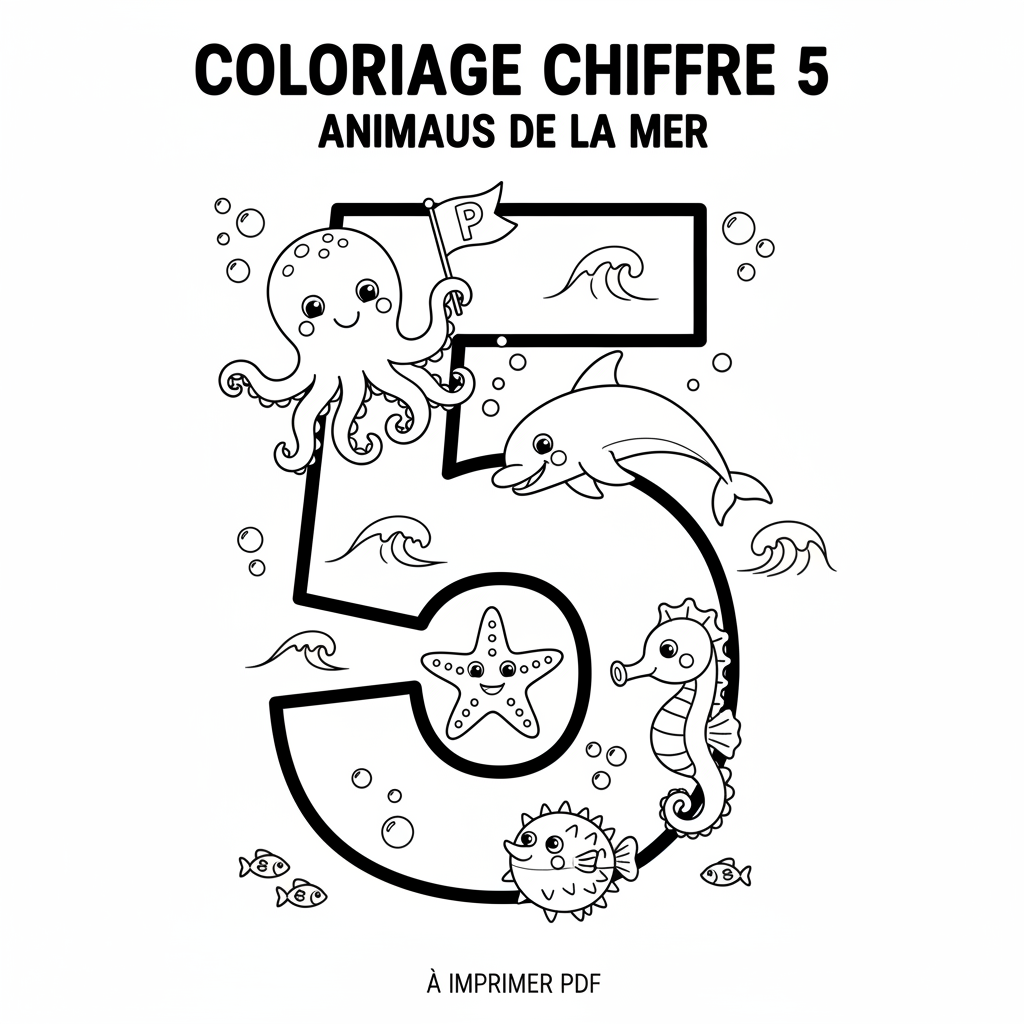 Coloriage coloriage chiffres à imprimer pdf 5