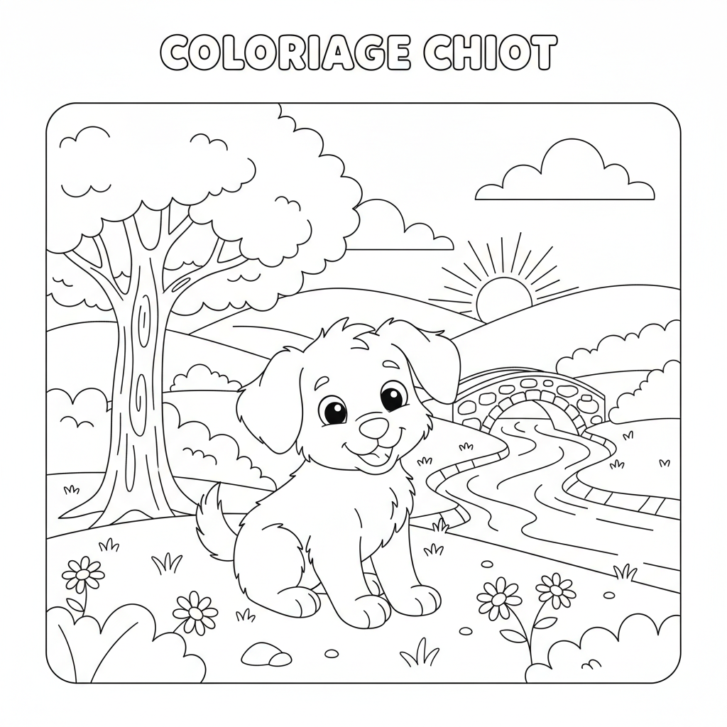 Coloriage coloriage chiot 3