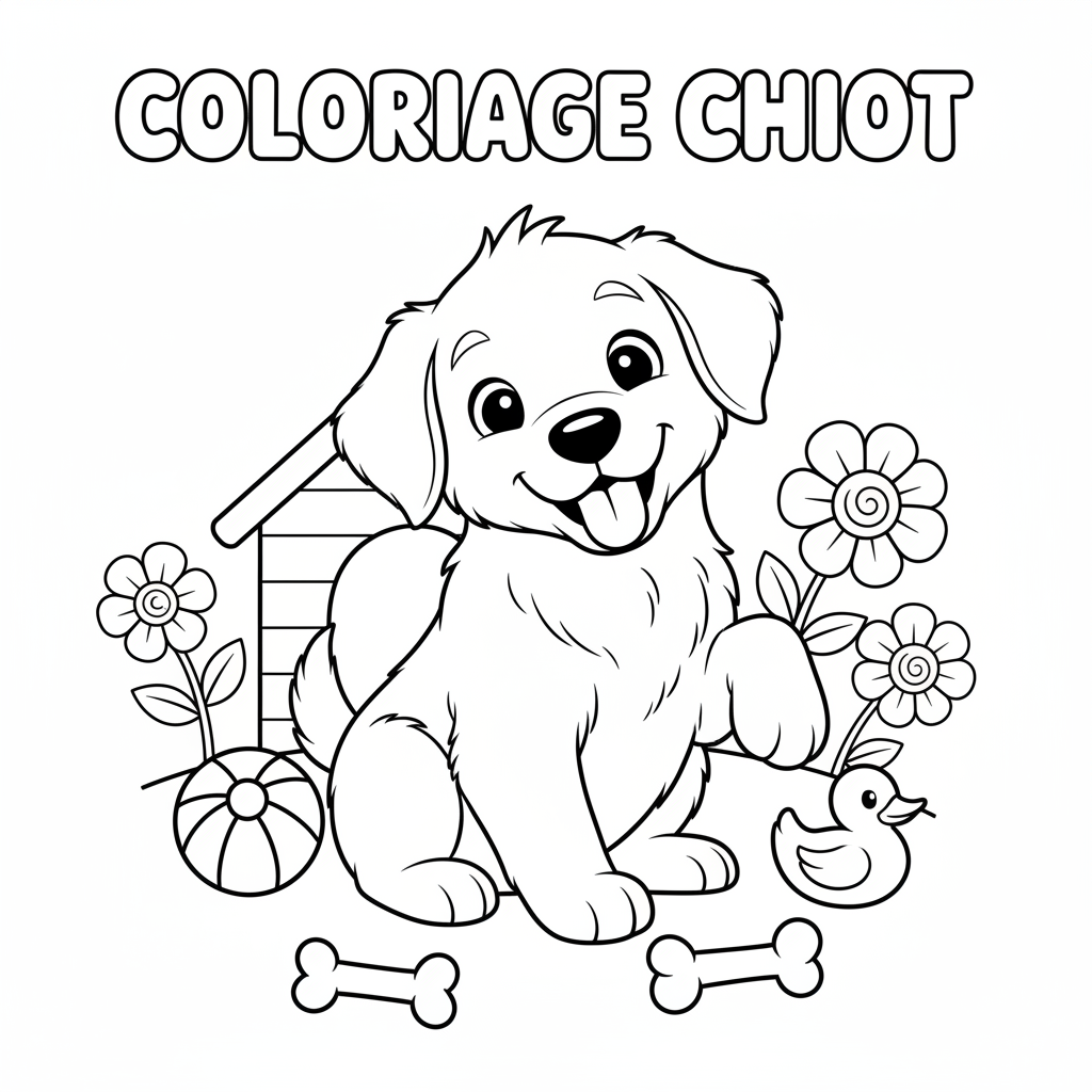 Coloriage coloriage chiot à imprimer 2