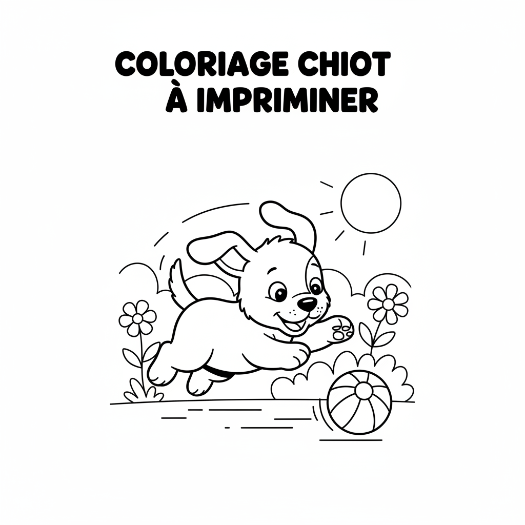 Coloriage coloriage chiot à imprimer 5