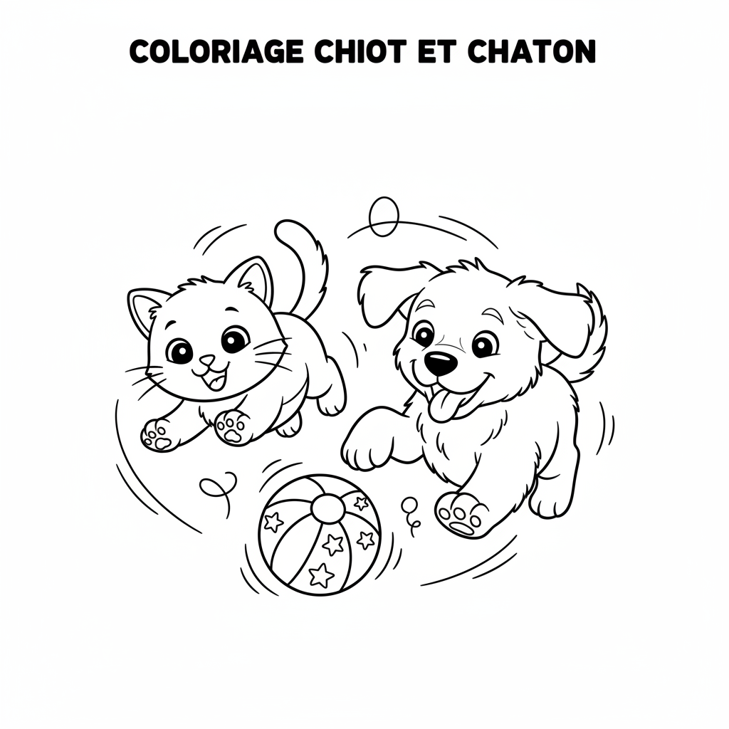 Coloriage coloriage chiot et chaton 5