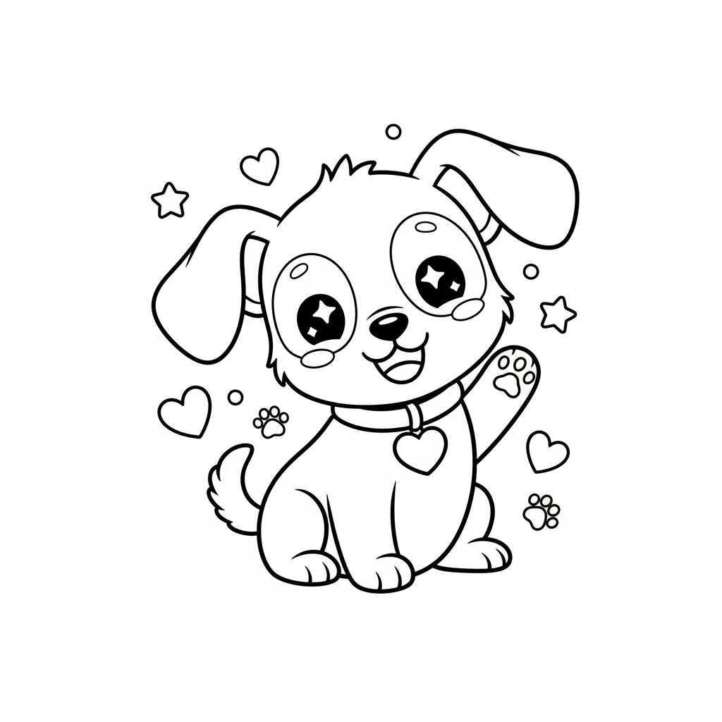 Coloriage coloriage chiot kawaii 2