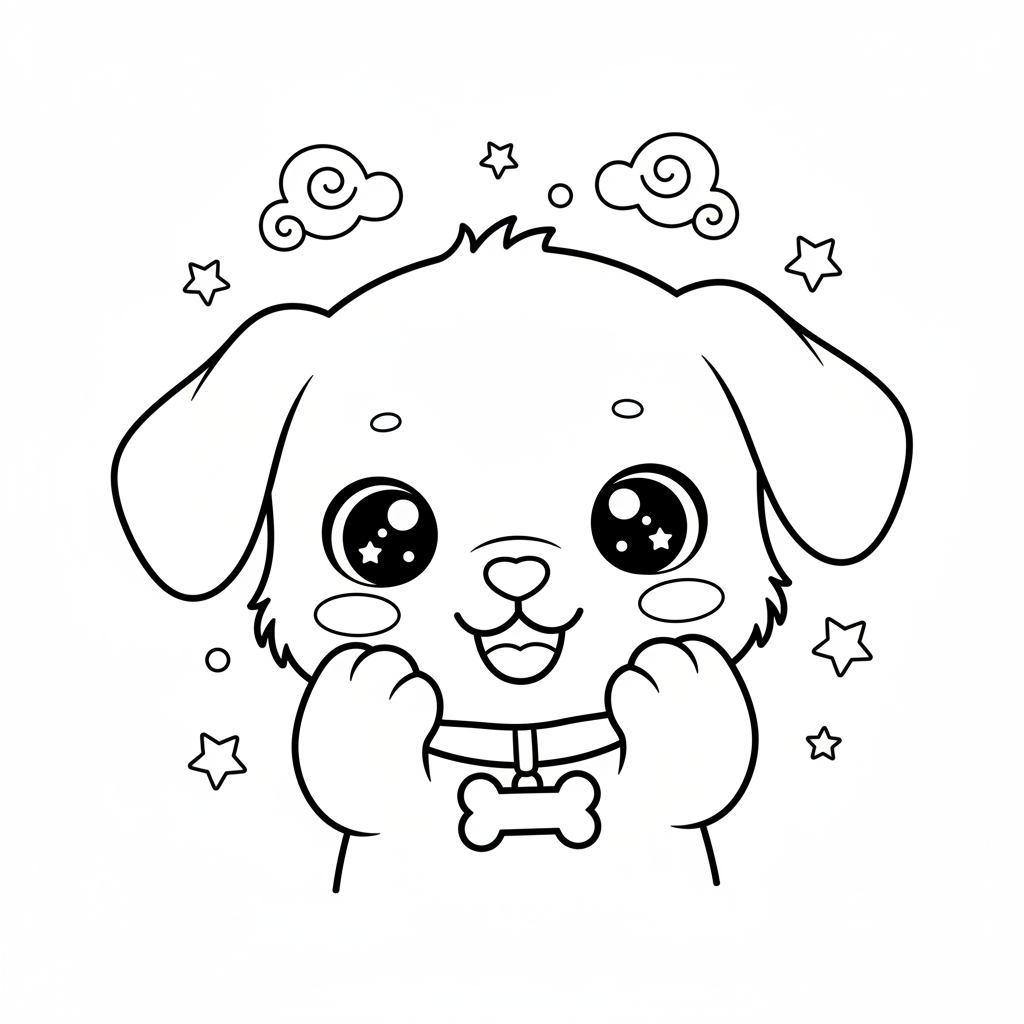 Coloriage coloriage chiot kawaii 4