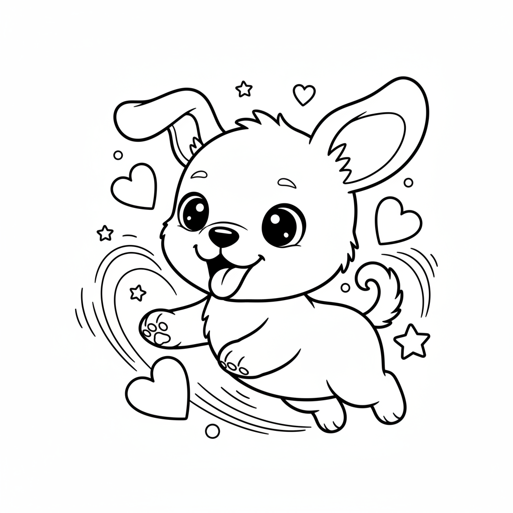 Coloriage coloriage chiot kawaii 5