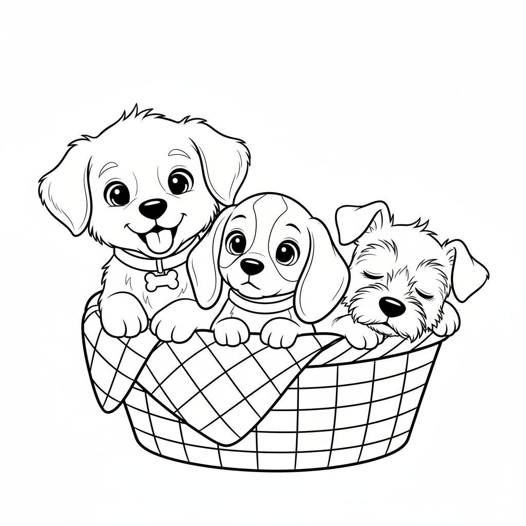 Coloriage coloriage chiots 4